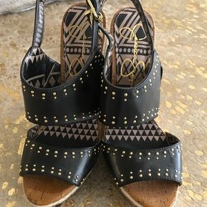 Jessica Simpson black studded wedge